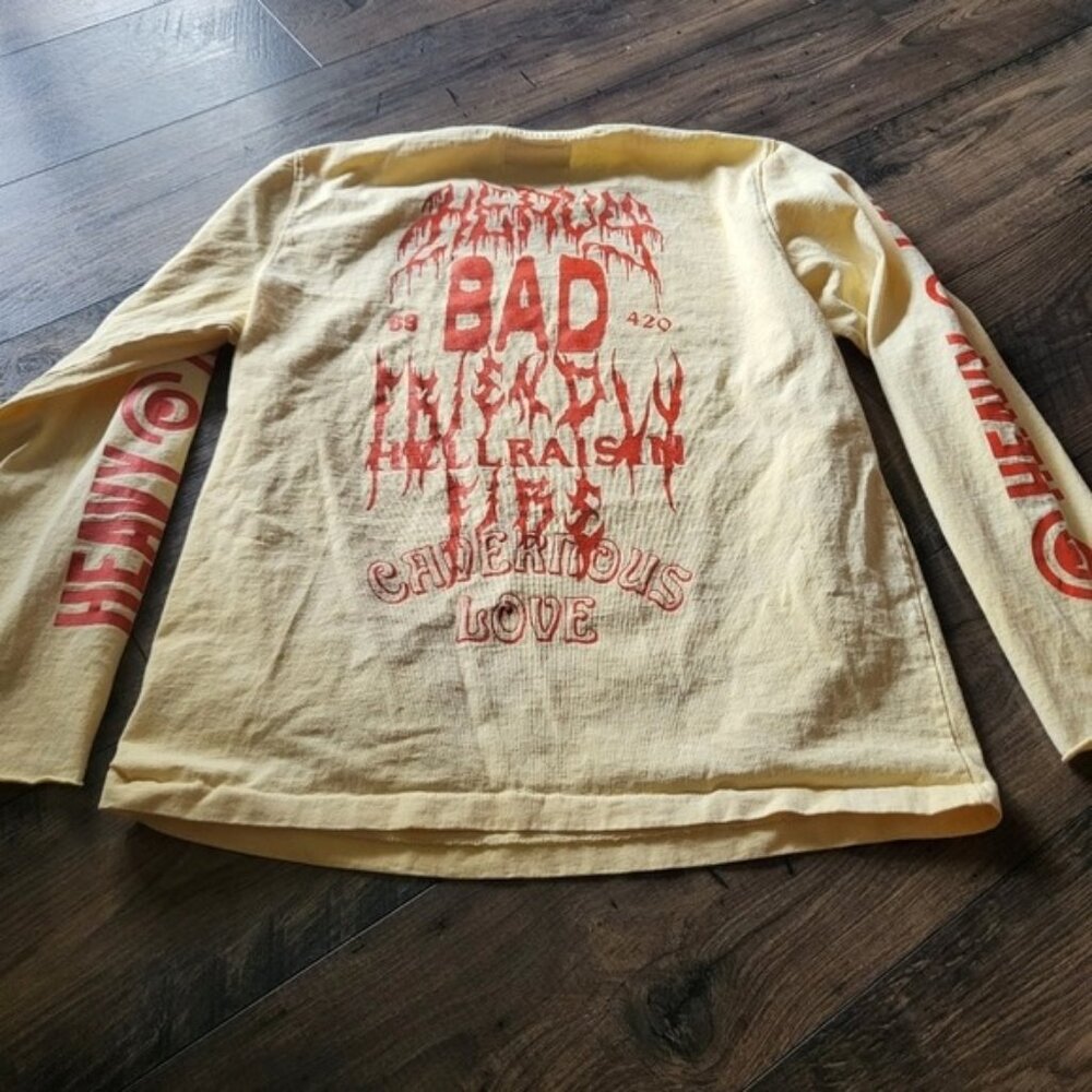 Last Heavy Yellow Double Sided Men Small Made in USA Heavy Duty Long Sleeve 0424 - Picture 1 of 8